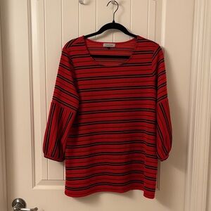 Calvin Klein Burnt Orange and Black Striped Blouse
